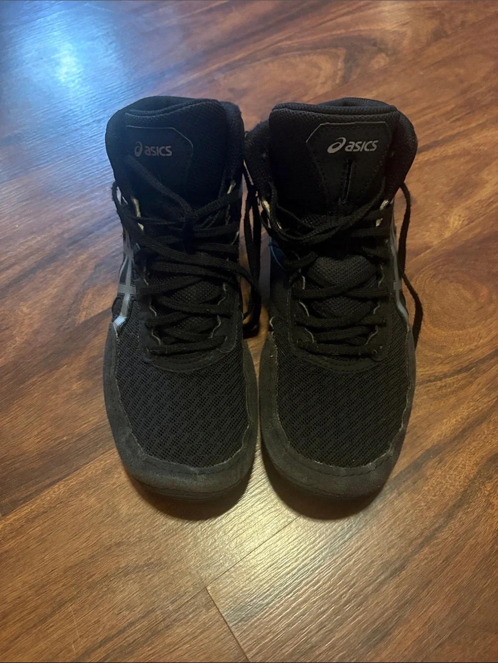 Asics Black Silver High-Top Wrestling Sneakers